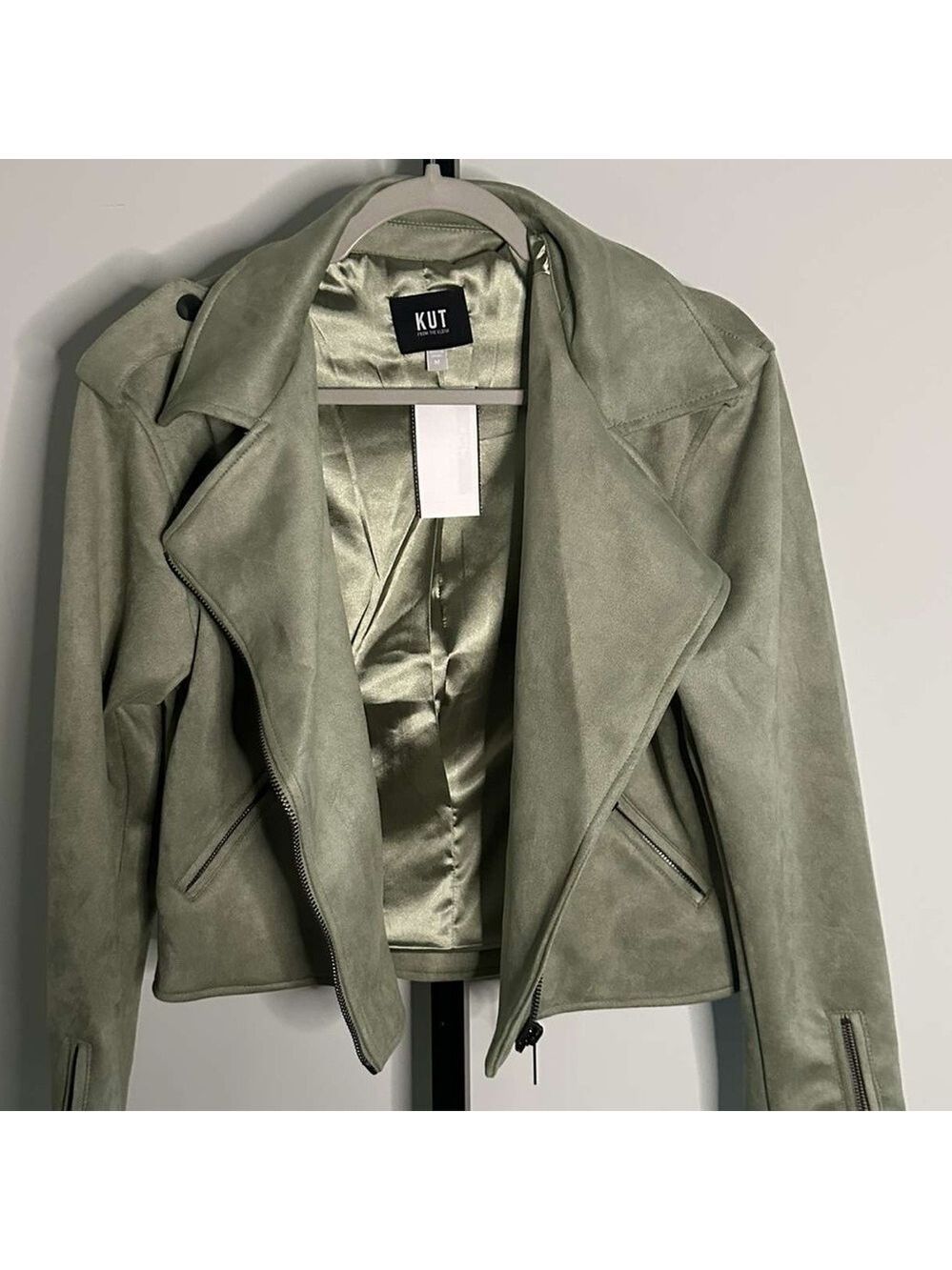 KUT from the Kloth-Jackie Moto Jacket-size Medium-Celery-NWT-retails $129 - Picture 6 of 10